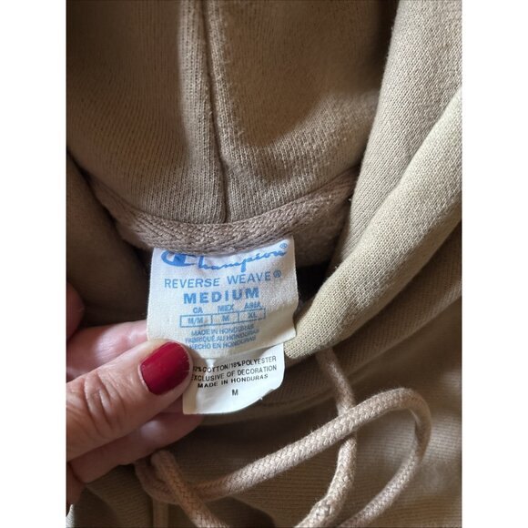 Men’s Athletic Champion Apparel Tan Embroidered Hoodie Size Medium - Picture 5 of 7